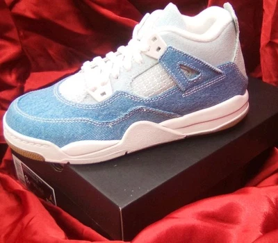 KIDS AIR JORDAN 4 RETRO_SAIL/SAIL-GUM LIGHT BROWN-WORN BLUE IB6716-100-SIZE 3Y - Image 1 of 4