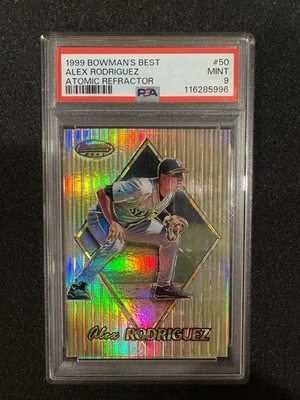 Bowman's Best 1999 - Alex Rodriguez #50 refractor atómico/100 PSA 9 Mariners Foto 1 de 2