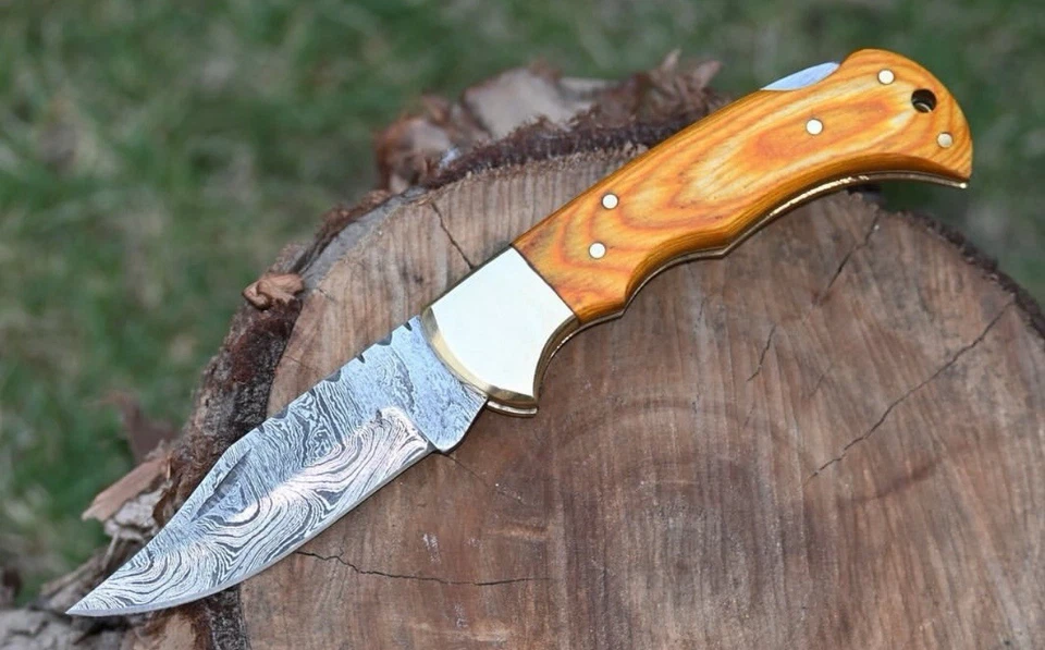 Custom Handmade Damascus Folding Knife  - Image 1 of 1