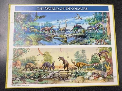 US FDC 3136 The World Of Dinosaurs Full Pane Of 15 Stamps 1997 - Image 1 of 2