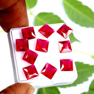 Natural Certified Princess Shape 10 Ct Red Ruby Loose Gemstone 10 Pcs LOT 6x6mm