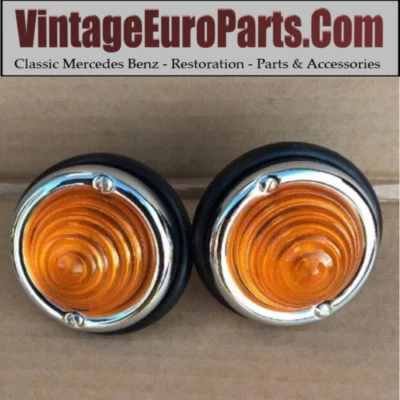 Pair Early Style Amber Indicator Lights Fits Mercedes W121 W120 190sl Ponton 356 - Image 1 of 3