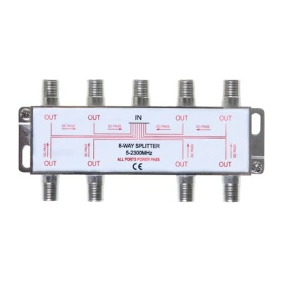 8-Way Coaxial Cable Splitter 5-2300MHz RG6 RG59 Coax Antenna HDTV Satellite VCR - Image 1 of 4