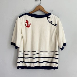 Collectif Vintage Armanda Anchor Sweater Women Size 20 XL Nautical - Picture 1 of 12
