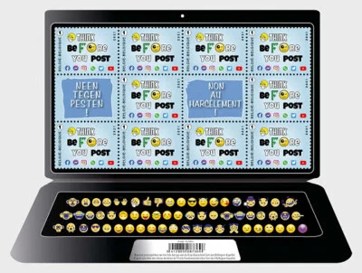 BÉLGICA 2021 NO AL BULLYING ONLINE HOJA DE RECUERDO DE 12 SELLOS TROQUELADOS ... - Imagen 1 de 3