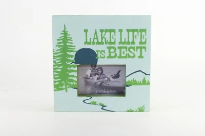 Lake Life is Best Pin Tree Montaña Azul Verde Marco de Fotos Decoración de Cabaña Foto 1 de 4