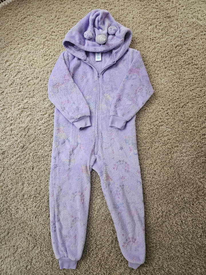 Girls Purple Unicorn One Piece Pajama Set Size S 5-6 - Image 1 of 1