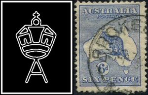 Estampilla de canguro 1913 Australia 6d azul primera marca de agua buena a fina usada - Imagen 1 de 1