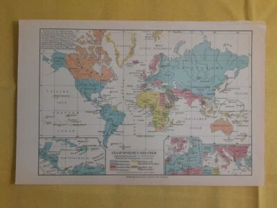 1907 GOVERNMENT TYPES Europe Map Ethnographic ORIGINAL C11-6 - Image 1 of 3