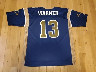 Camiseta de colección campeón KURT WARNER St Louis Los Angeles RAMS NFL equipo réplica L Foto 1 de 4