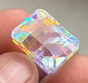 25 CT+ Natural  Rainbow Color Mystic Topaz Emerald Cut Loose Certified Gemstone - Picture 1 of 8