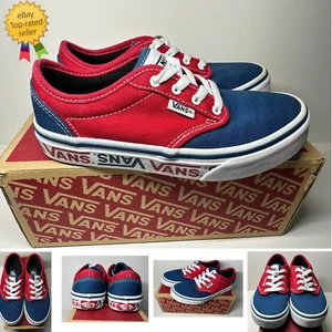 Vans Atwood Skate Shoes Sneakers Red White Blue Lace Up Sidewall Logo Youth 2 - Picture 1 of 8