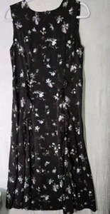 Simply Vera Wang Party Dress size Medium Floral Ruffle Long Midi Black Purple - Picture 1 of 6