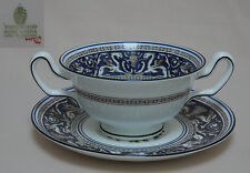 Wedgwood "Florentine" (Dark Blue, Floral Center, W1079) SOUP COUP & STAND