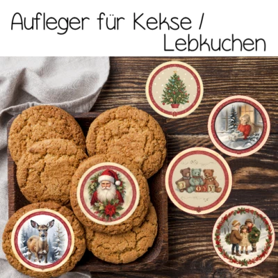 12 /24 Lebkuchen Plätzchen Aufleger Weihnachten Motive Esspapier Tortendeko - Bild 1 von 4
