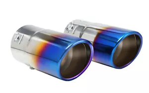 Pack of 2 Muffler Exhaust Tip Pipe Stainless Steel Chrome Fit 1.75 - 2.5 inch ⌀ - Picture 1 of 7
