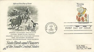1982 FDC SC# 2002 State Bird-Flower Wyoming K654 - Picture 1 of 1