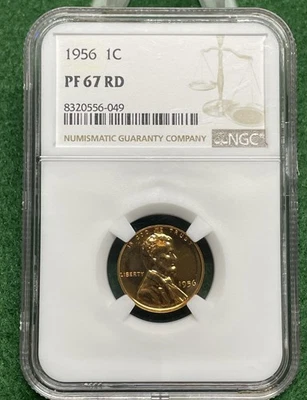 1956- P Lincoln Wheat Cent / Penny 1c NGC PF 67 RD Red Gem Proof See Pictures - Image 1 of 4