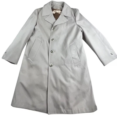 Vintage Sears Overcoat Mens 40 Beige Coat Zip Out Lining Dress Trench 70s Winter - Image 1 of 4