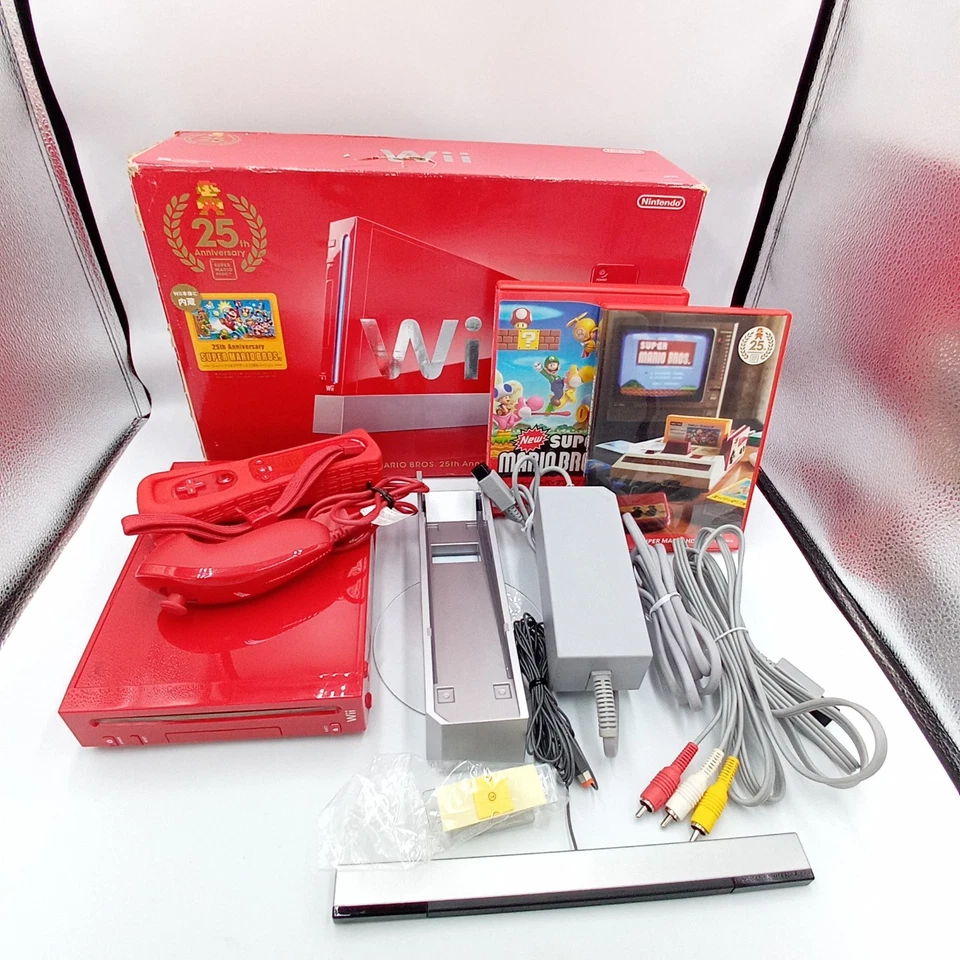 Nintendo Wii Red Console Super Mario Bros 25th Anniversary Limited Japanese CIB - Image 1 of 4