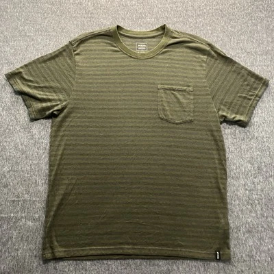 Prana Cardiff Pocket T-Shirt Men's XL Sage Green Striped Short Sleeve Hemp - Image 1 of 4