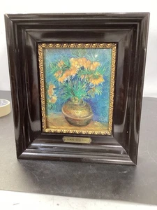 VTG Framed Helca Martele Ala Main Enamel On Copper Vincent Van Gogh Copper Vase  - Picture 1 of 4
