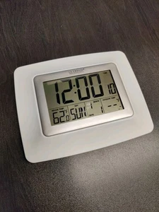 LA CROSSE Atomic Digital Wall Clock Alarm Indoor Outdoor Temp WS-8119U-IT - Picture 1 of 4
