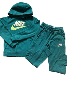 Nike Kids 2 piece Jogger Set Size M with Pullover hoodie Green joggers Sz S - Picture 1 of 6