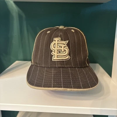 St. Louis Cardinals Brown Pin Stripe Exclusive 59FIFTY Fitted Baseball Hat Sz 8 - Image 1 of 4