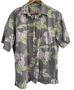 Cooke Street Honolulu Hawaiian Grey Pastel Short Sleeve Men's Large 100% Cotton - Picture 1 of 4