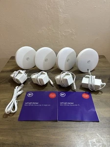 White BT Mini Whole Home Mesh WiFi 4x Discs With PSU’s Instructions And Ethernet - Picture 1 of 5