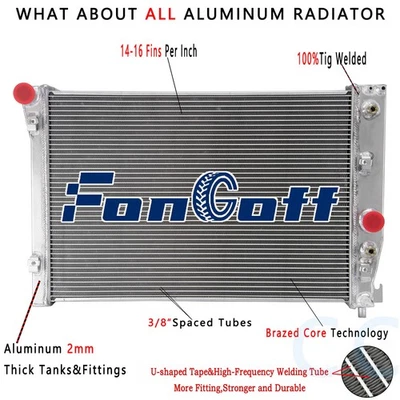 4 Row Aluminum Radiator For 1997-2004 Chevrolet Corvette 2-Door 5.7L V8 2001 US Foto 1 de 4