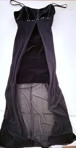 Vintage Blondie Notes Velvet Black Sheer Maxi Slip Dress Sz 13 - Picture 1 of 6