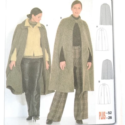 90s Burda Pattern 8757 Womens Cape Cloak Knee Length Arm Holes 8-26 - Image 1 of 3