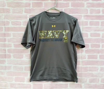 🔥 U.S. Navy Midshipmen Under Armour Gray Shirt Boys Large L XL - Image 1 of 4