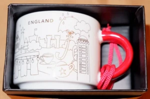 New Starbucks ENGLAND You are Here Christmas Ornament Mug White/Gold - US Seller - Picture 1 of 3