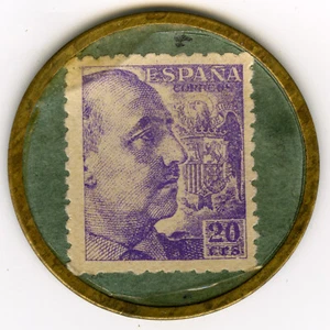 ► TIMBRE MONNAIE ☆ ESPAGNE 1940 ☆ 20c • CALIFORNIA SUIZO ★ ENCASED POSTAGE STAMP - Picture 1 of 2