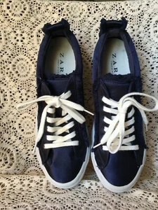 ZARA TRAFALUC WOMENS BLACK SATIN SNEAKERS SIZE EU 38,US 7.5 - Picture 1 of 5