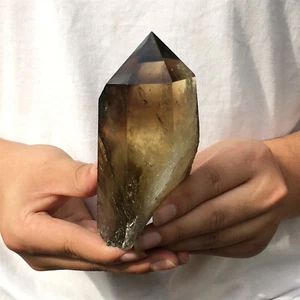 510g Natural Smoky Citrine Quartz Obelisk Carved Crystal Tower Wand Reiki.XA4990 - Picture 1 of 12