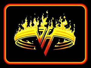 4.5" Van Halen Flames vinyl sticker. Classic Rock guitar decal for car, laptop.