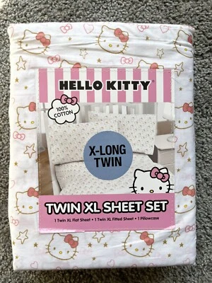 Juego de sábanas Hello Kitty Twin XL - Estrellas y pajarita ⭐️🎀 Juego de sábanas y funda de almohada Foto 1 de 4