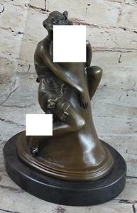 Art Deco Erotic Modern Sexy girl Holding Penis Bronze Marble Sculpture Statue NR - Picture 1 of 7