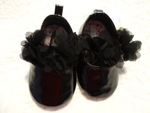 Laura Ashley Girls Black Dressy Maryjane Crib Shoe Baby Size 3 Christmas Holiday - Picture 1 of 5