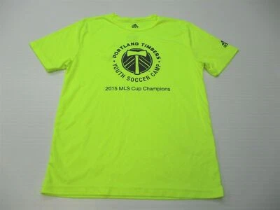 ADIDAS мальчика размер L Портленд древесины футбольный лагерь неоновый желтый ворота футболка - Изображение 1 из 4