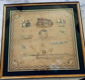 Antique 1808 Dutch Sampler in Frame  Needlework Spot Motifs. XX371 - Picture 1 of 12