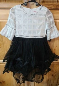 Sunny Fashion Black & White Layered Elegant Formal Party Dance Dress Size 12  - Picture 1 of 3