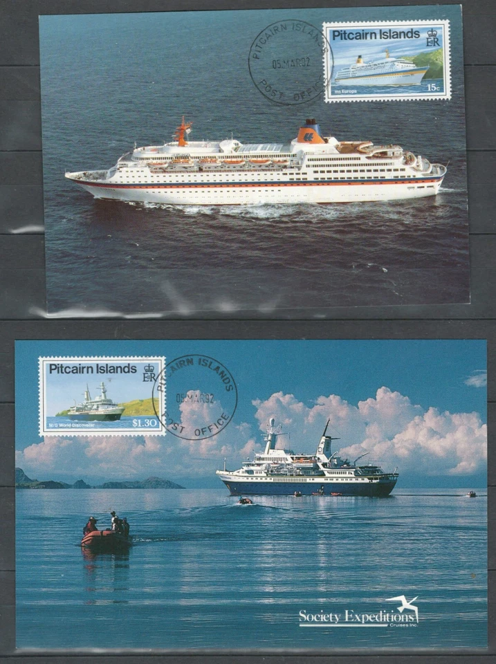 PITCAIRN ISLANDS BRITISH SHIPS & BOATS 4  POSTAL CARDS SEE SCANS   LOT (BCL 83) - Image 1 of 3