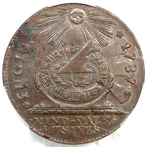1787 N 11-X R-3 PCGS MS 62 BN Pointed Rays Fugio Cent Colonial Copper Coin - Picture 1 of 3