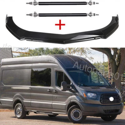 For Ford Transit Connect Front Bumper Lip Splitter Spoiler Strut Rod Black Gloss Foto 1 de 4