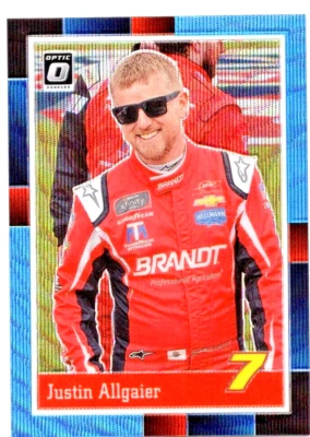 Justin Allgaier 2021 Panini Donruss NASCAR Optic Blue Wave Prizm 1988 Retro #79 - Image 1 of 3